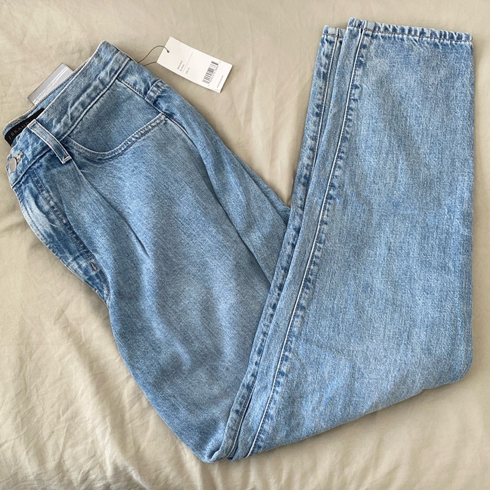 J brand pleated peg high rise tapered jean